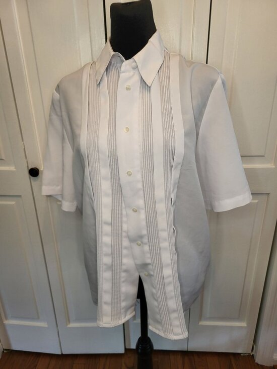 christie & jill Tops - Christie & Jill Vintage 90s White Button Up Pintucking 12 Twee Retro Old Money
